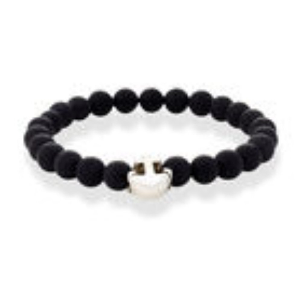 Jean Claude | Black Agate/Silver Anchor Bracelet